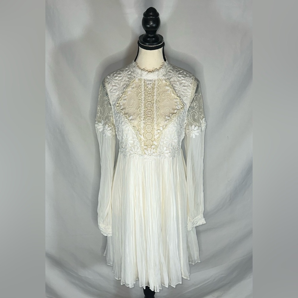 Free People Lou Lou Babydoll Dress White 6 Ethereal Fairy Wedding Whimsigoth - Picture 2 of 16